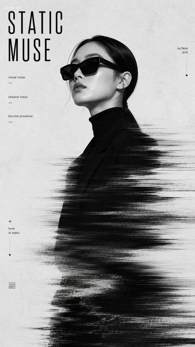Create a 9:16 high-end experimental identity portrait poster