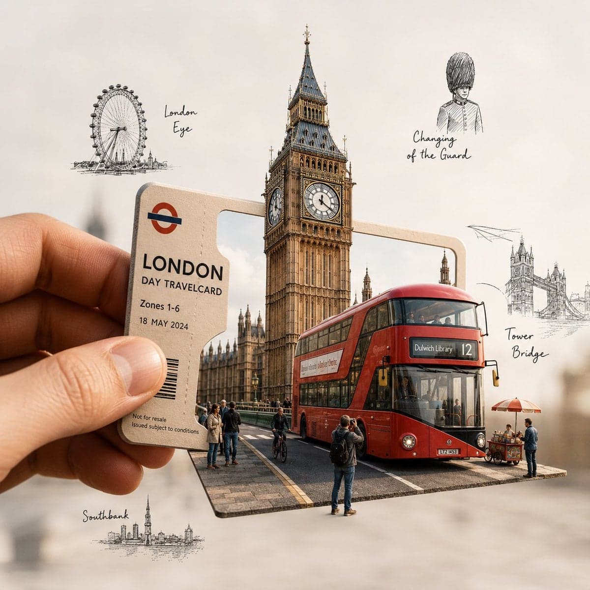 Create a highly detailed, premium travel-art illustration fe