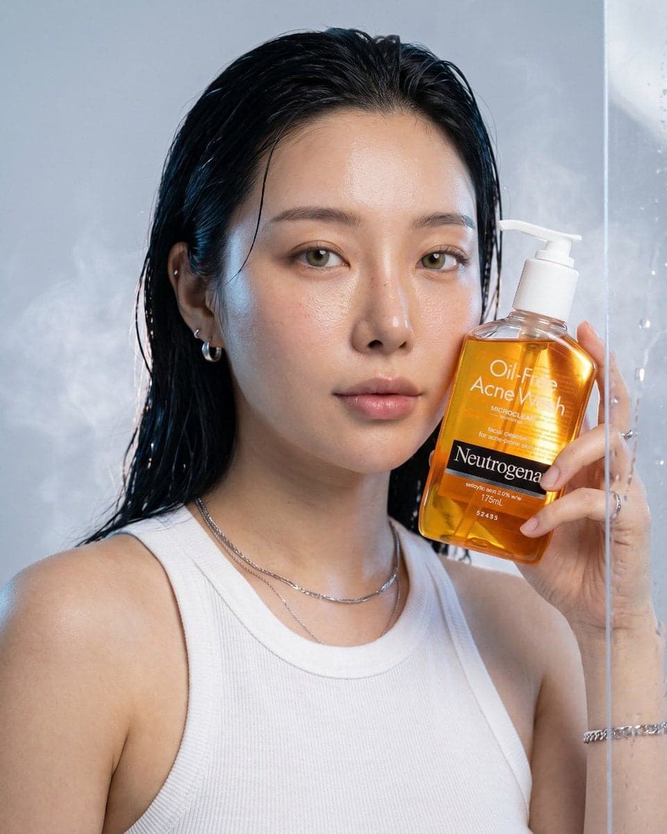 Ultra-realistic luxury skincare advertisement for Neutrogena