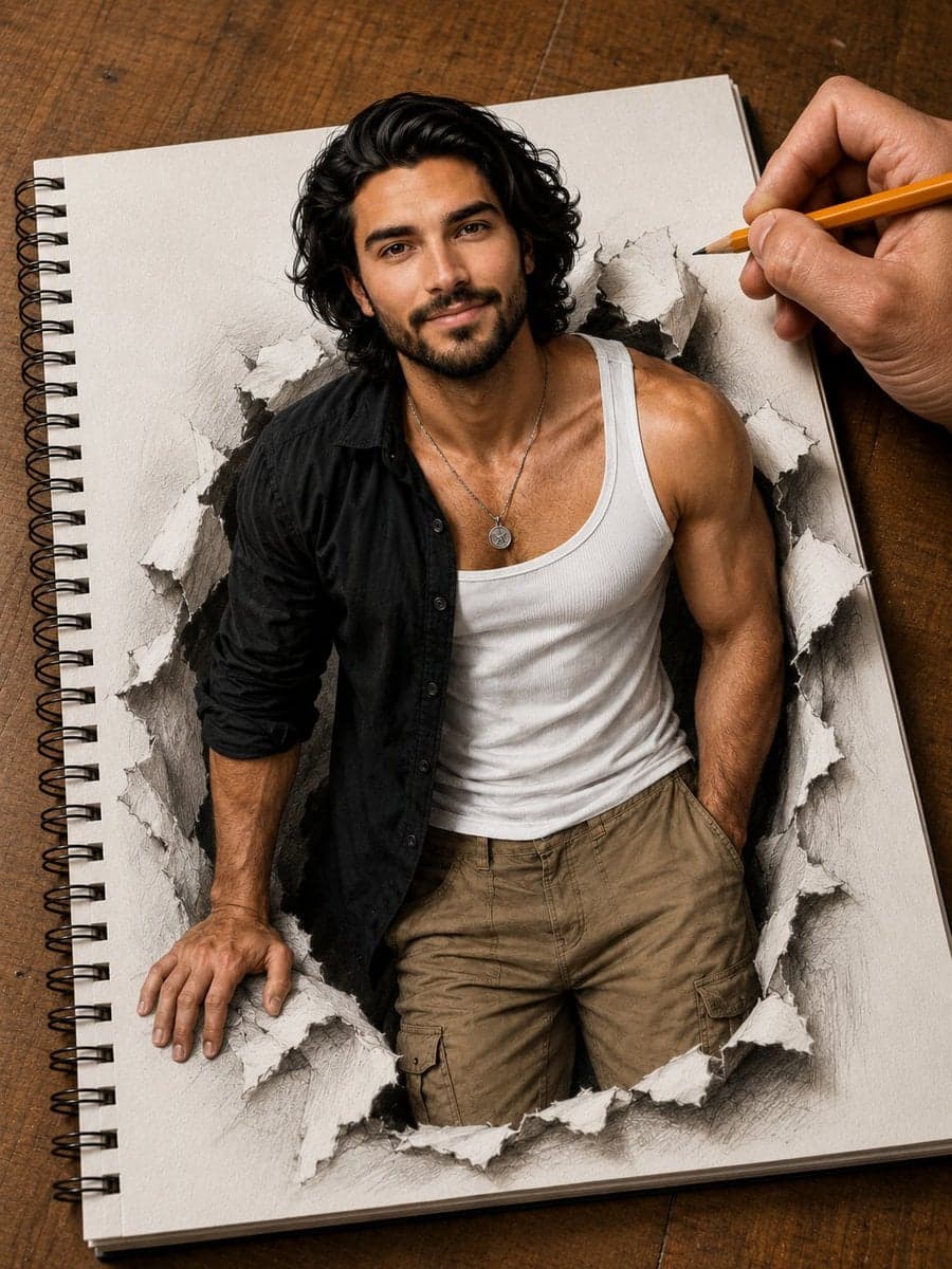 Hyper-detailed photorealistic illustration of a handsome you