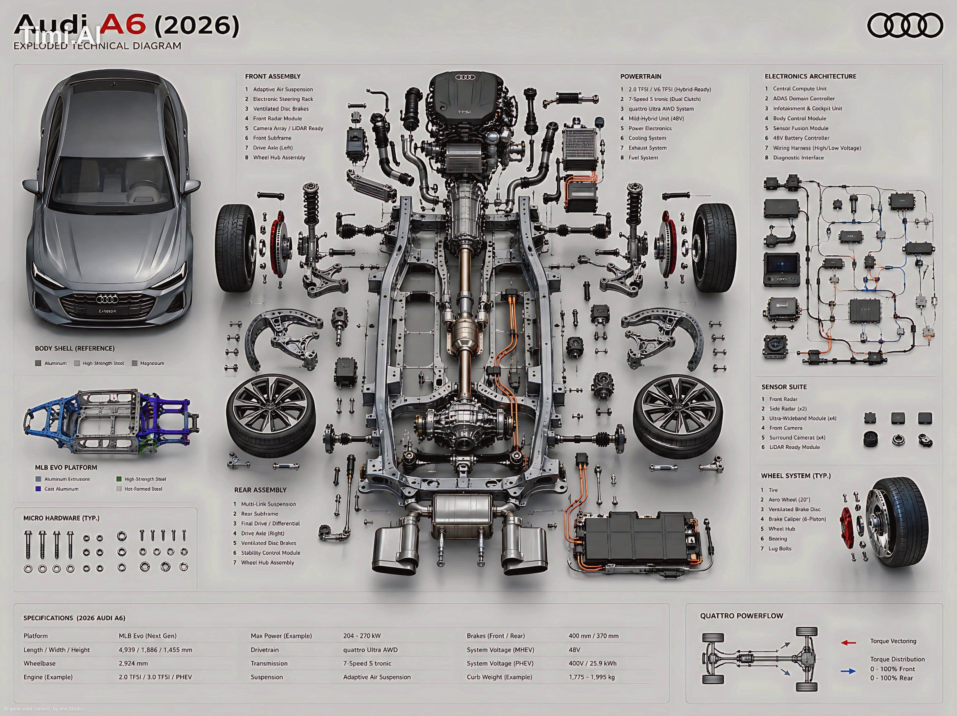 Create an ultra-high fidelity exploded technical diagram of