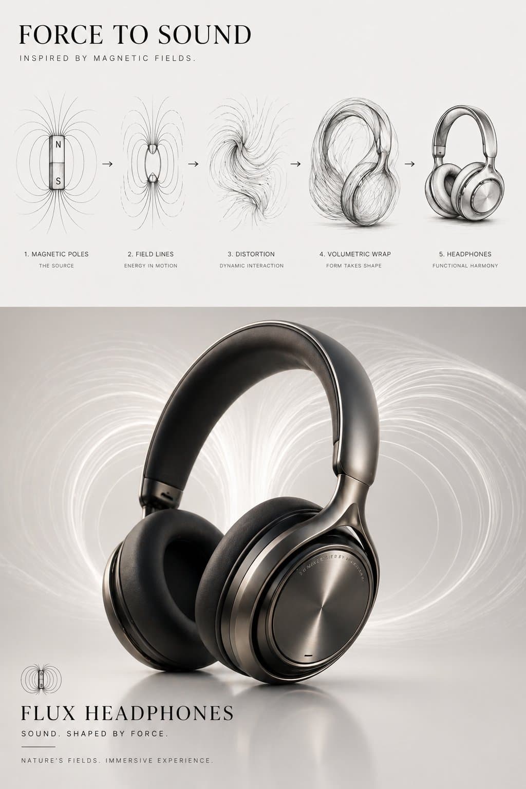 A vertical 3:4 premium design poster showing conceptual evol