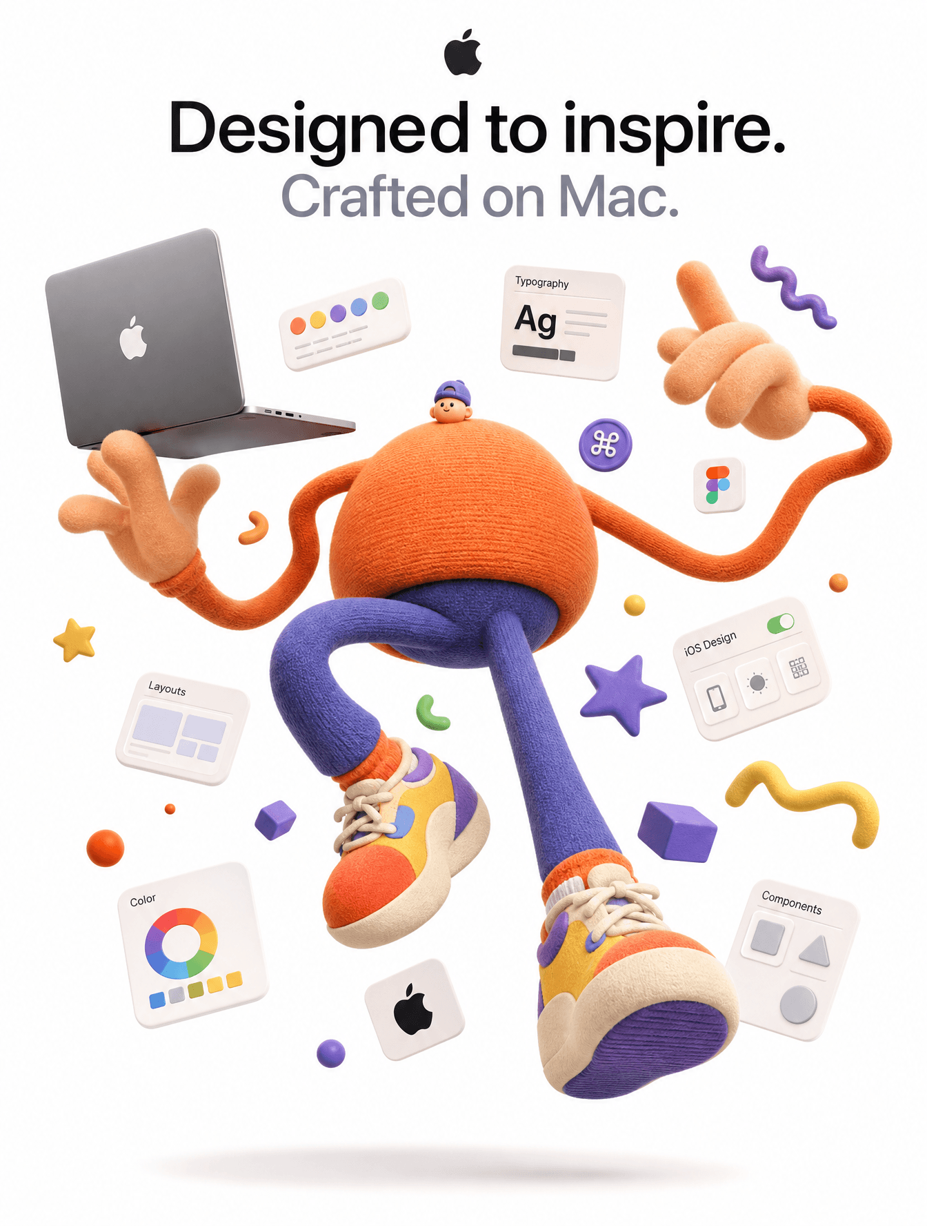 A complete single 3D illustration, exaggerated artistic edit