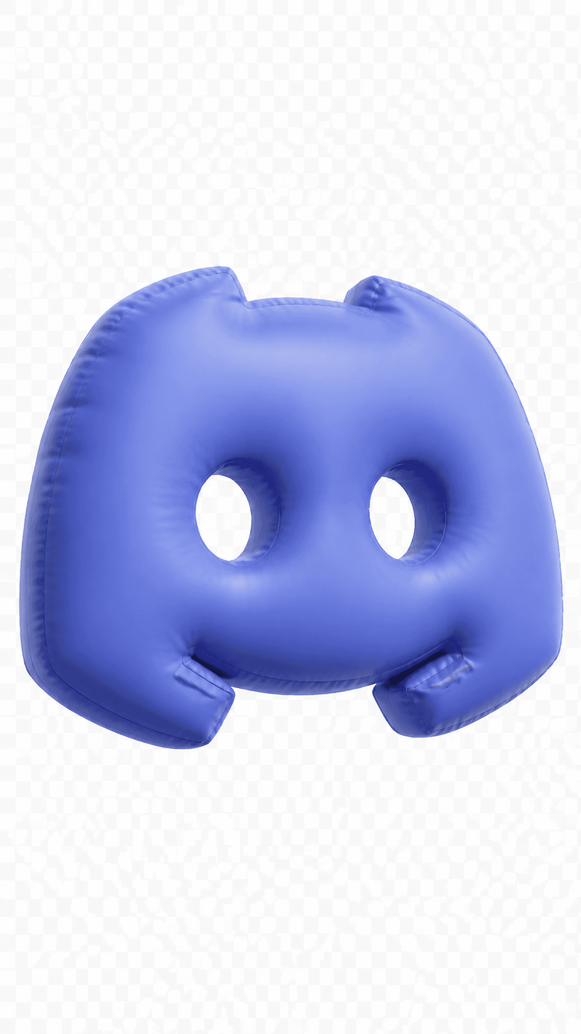 Ultra-realistic 3D inflatable logo of Discord, designed as a