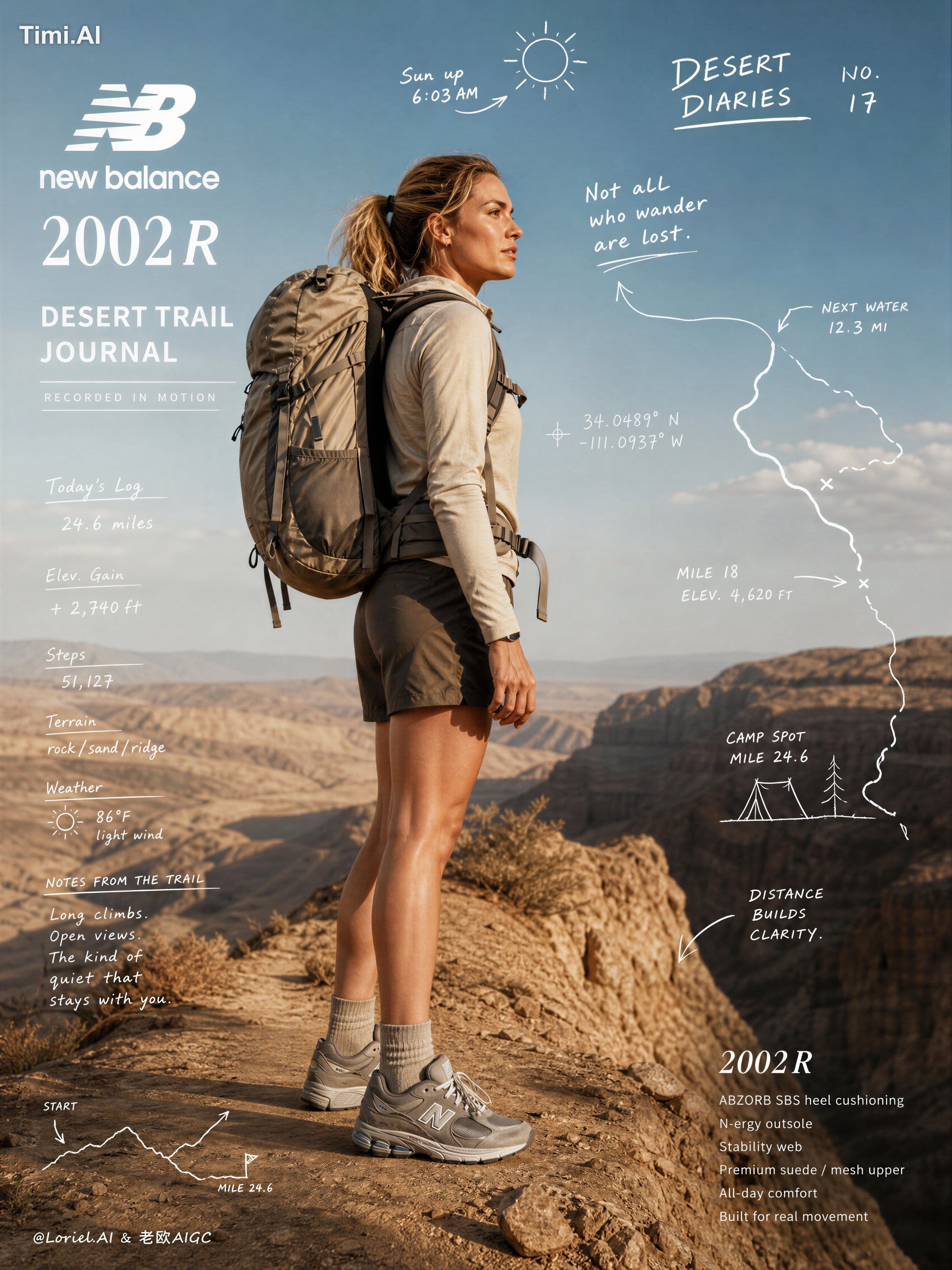 generic hiking ad, messy scrapbook look, cartoon doodles, fa