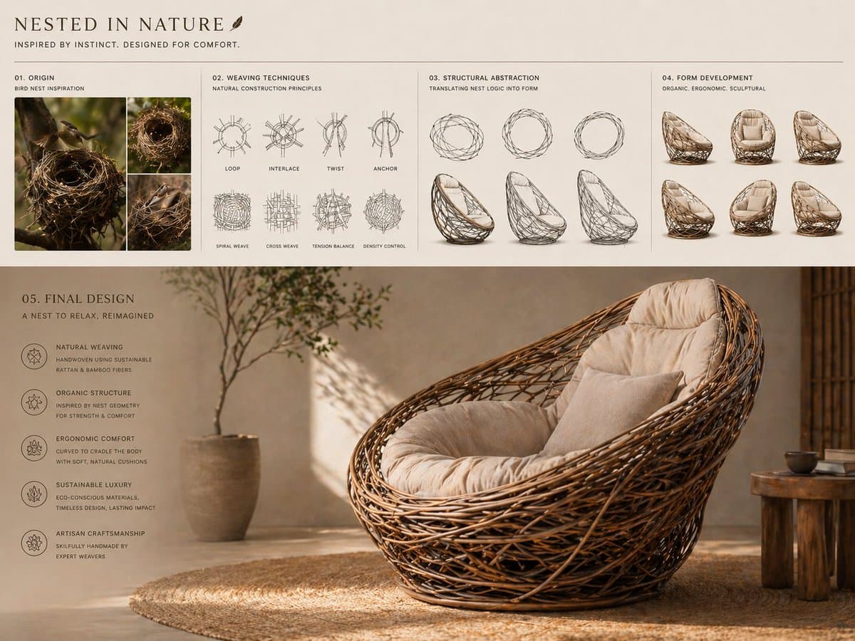 Conceptual transformation, bird nest construction techniques