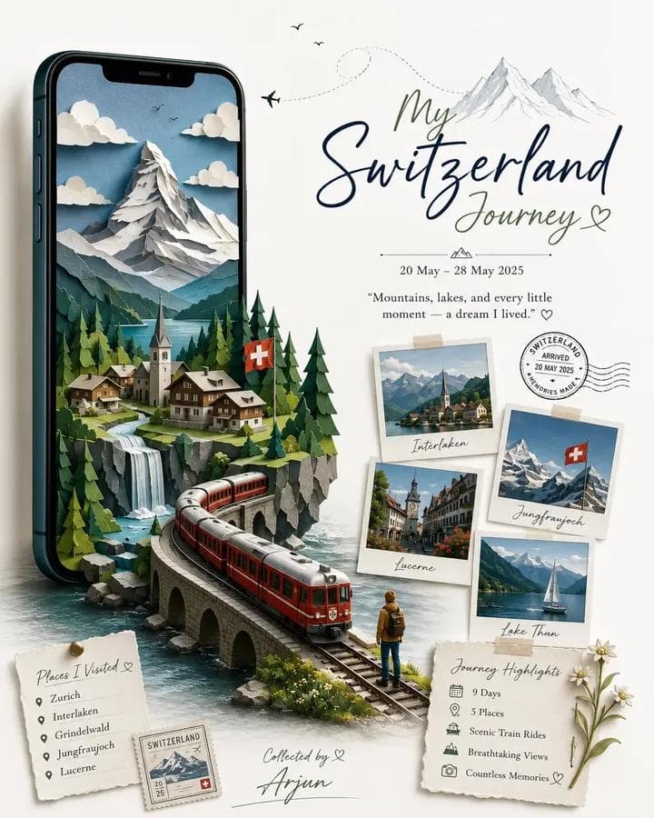 Create a premium personalized travel memory poster in 4:5 po