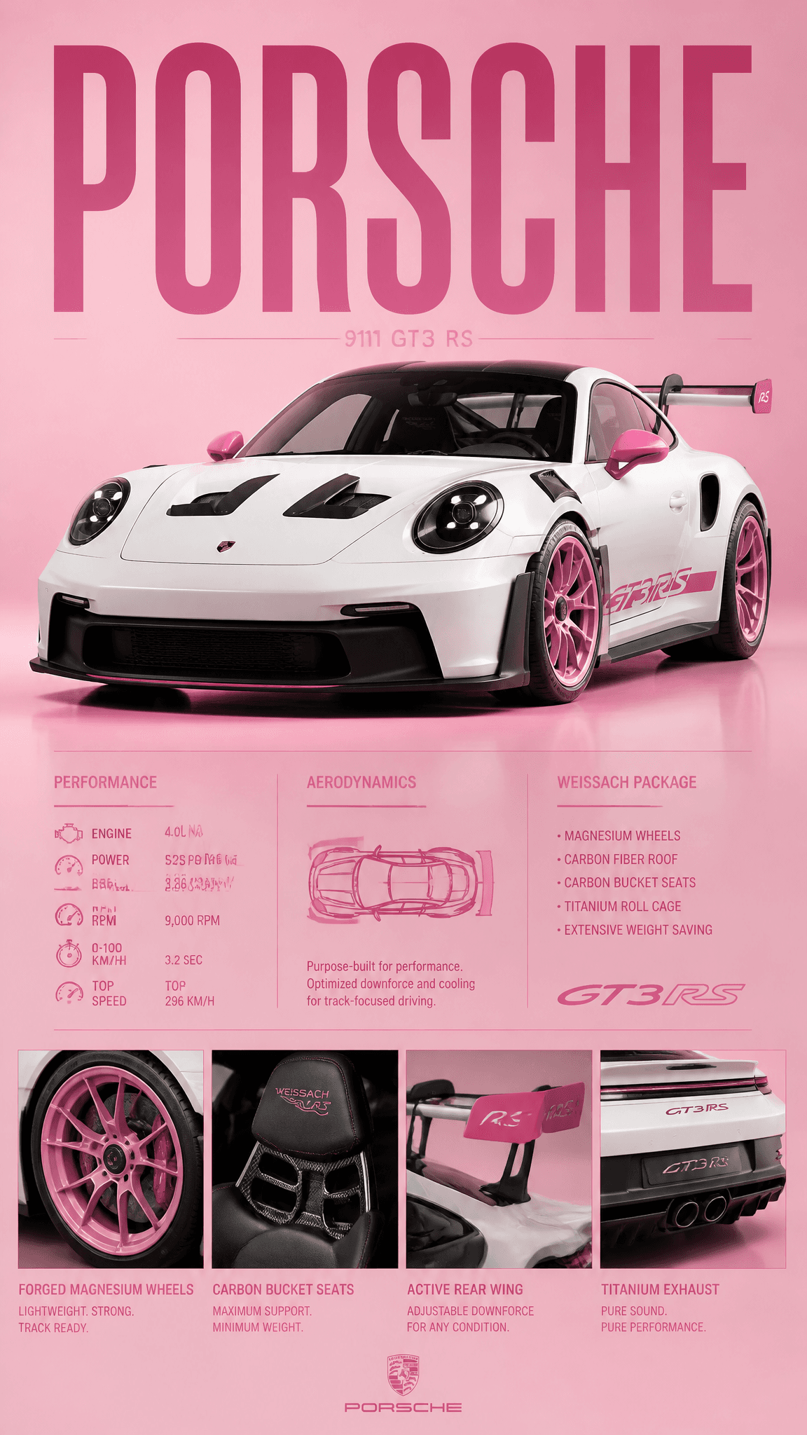 A high-contrast studio editorial poster featuring a pristine