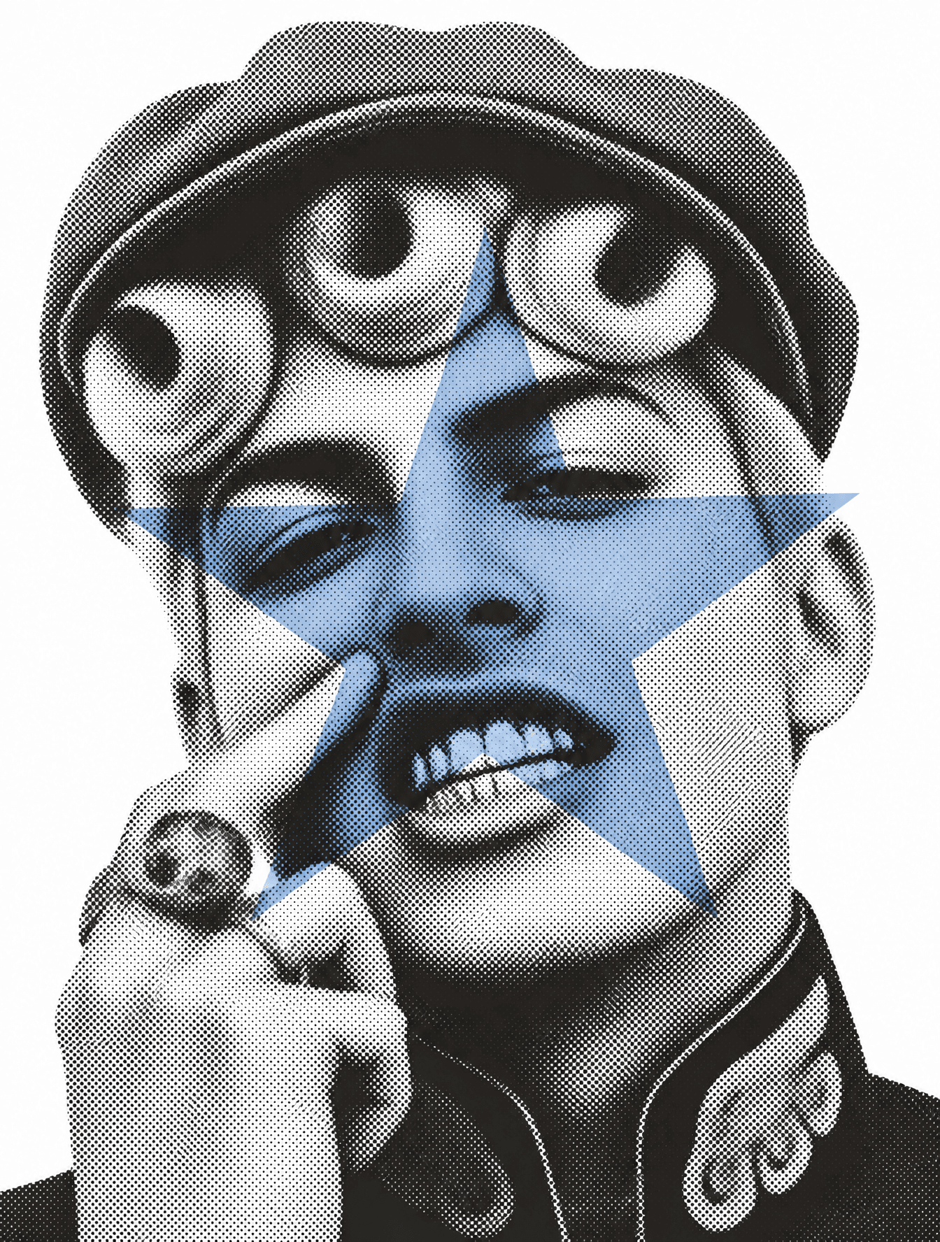 A high-contrast portrait giorno giovanna halftone dot patter