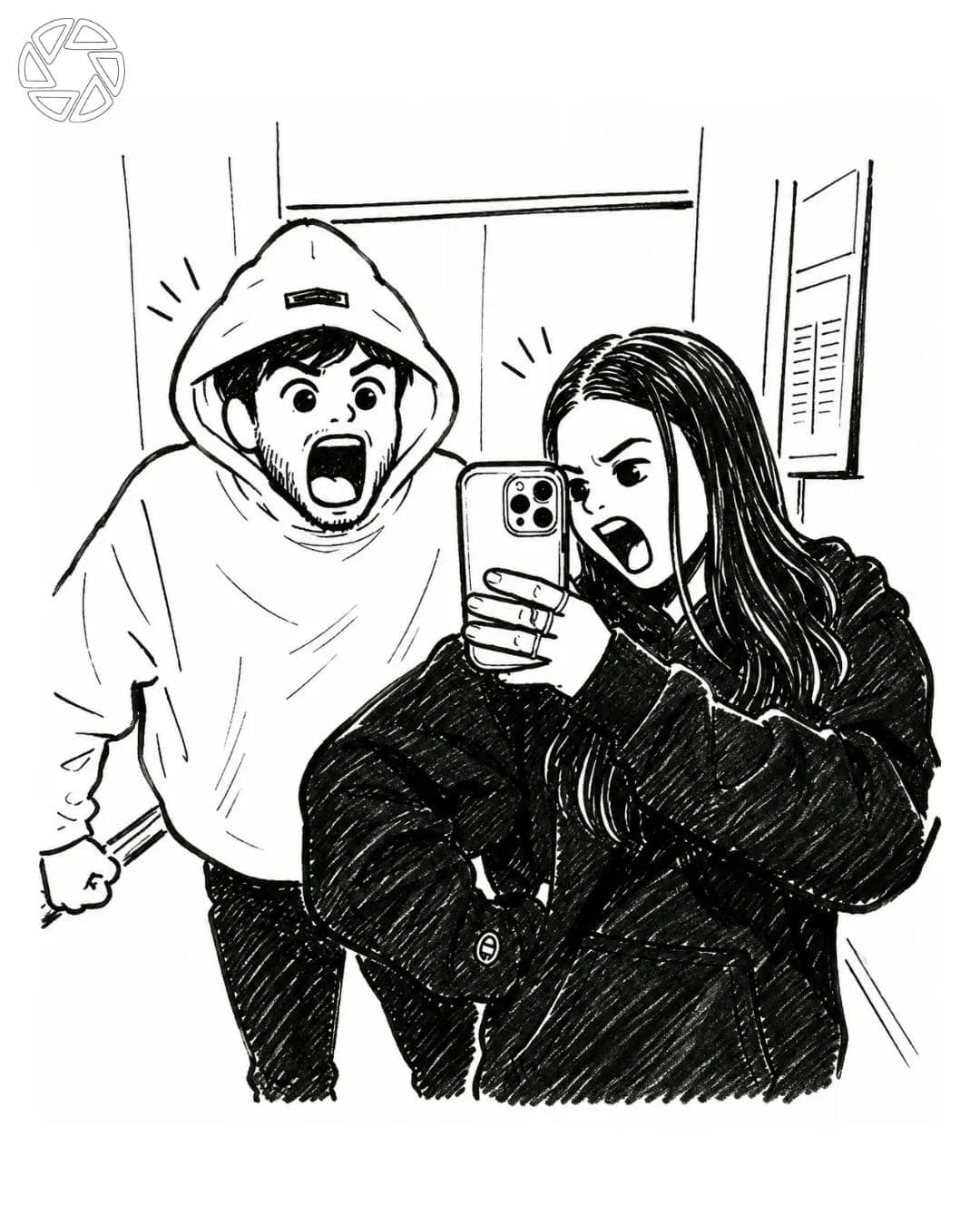 Create a highly detailed black-and-white manga illustration 
