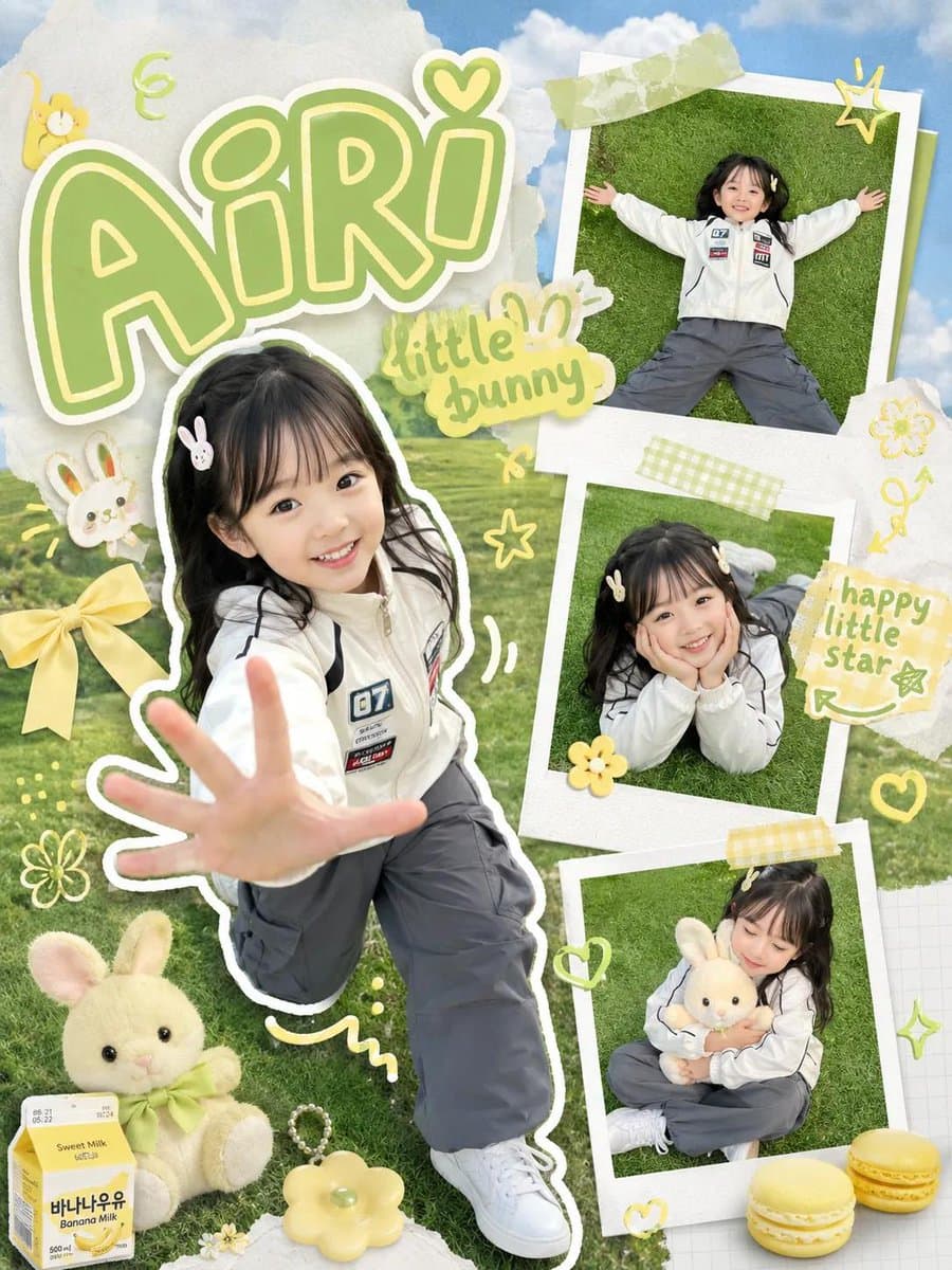 Kawaii scrapbook-style children photography poster, cute lit