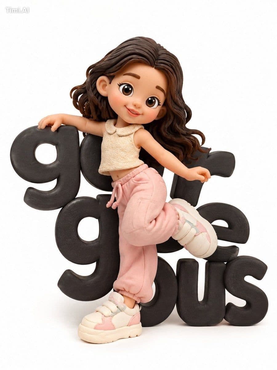 A cute character made by hand from clay, made in the style o