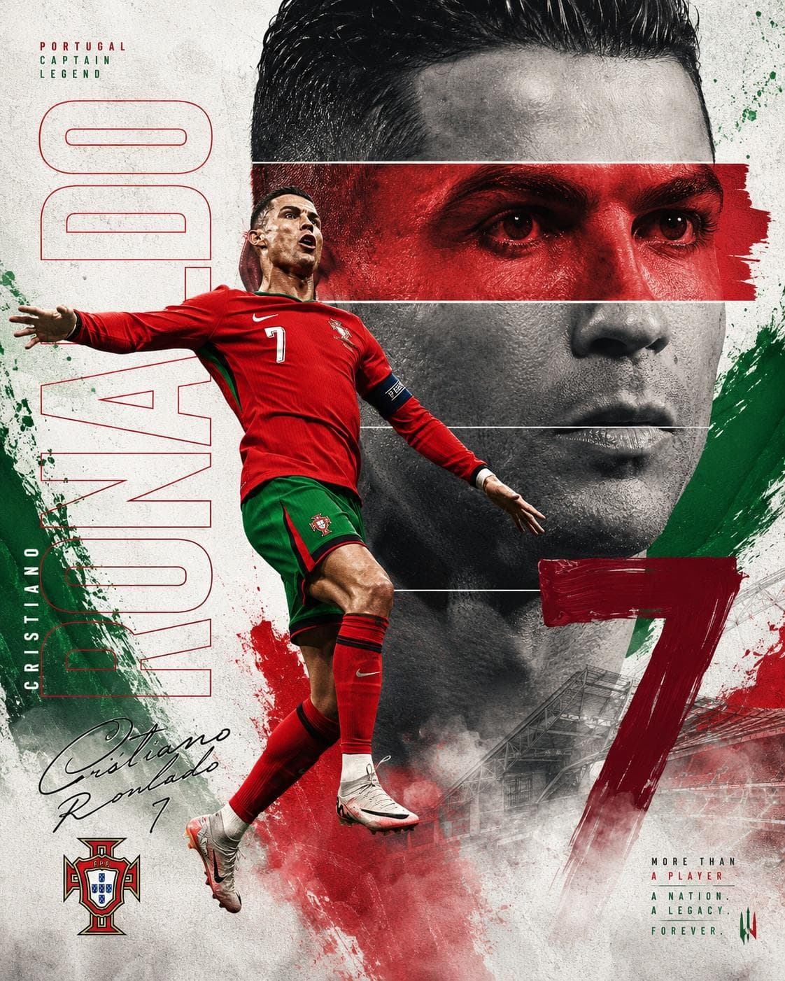 Create a premium sports poster in the style of a Nike × FIFA