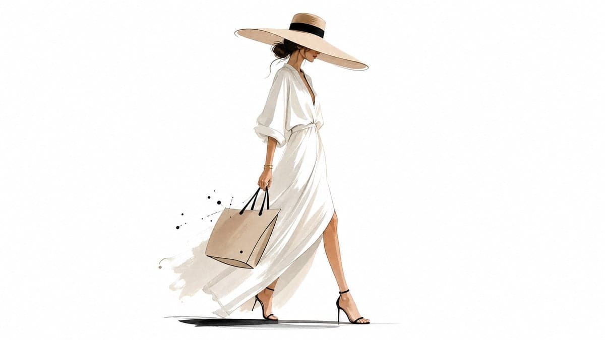 Minimal luxury-fashion illustration of [Subject], delicate s