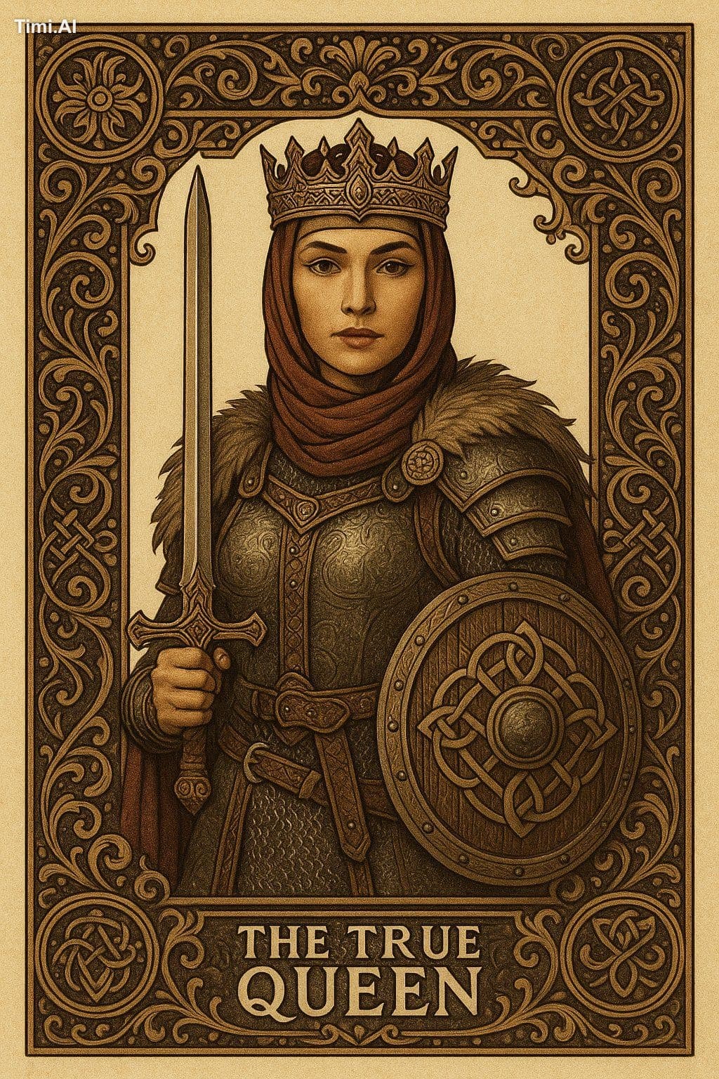 A fantasy playing card illustration featuring the attached i