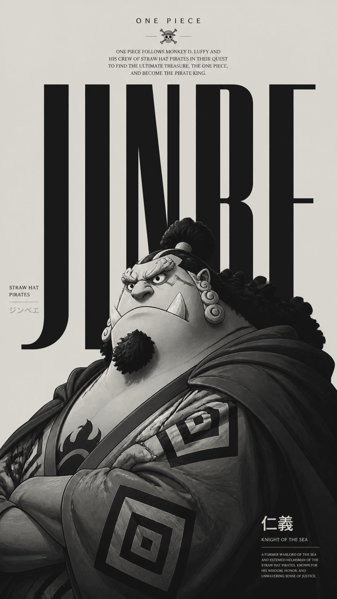 Minimalist editorial poster design featuring **[character na