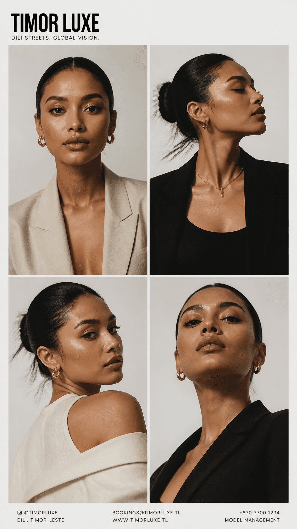 Create a premium high-fashion editorial series featuring a s