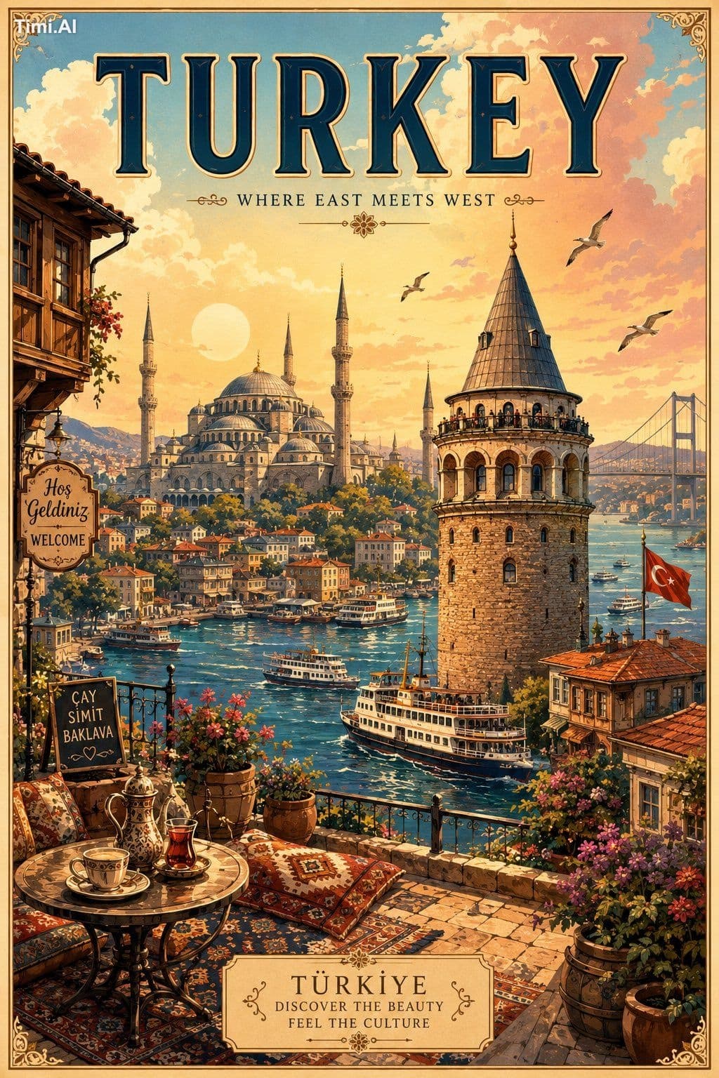 vintage illustrated travel poster
Create a charming vertica