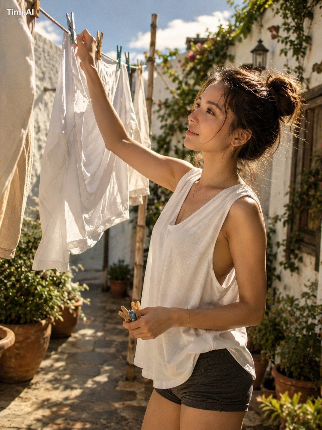 A warm, cinematic lifestyle photograph of a beautiful young