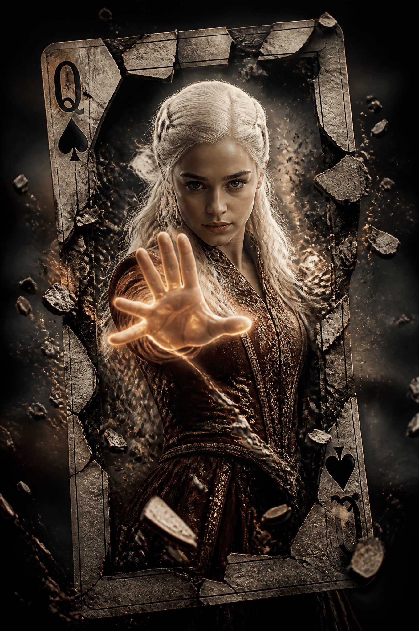 A hyper-realistic cinematic movie poster of a powerful femal
