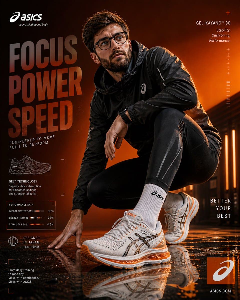 Create an ultra-high resolution (8K) premium ASICS sportswea