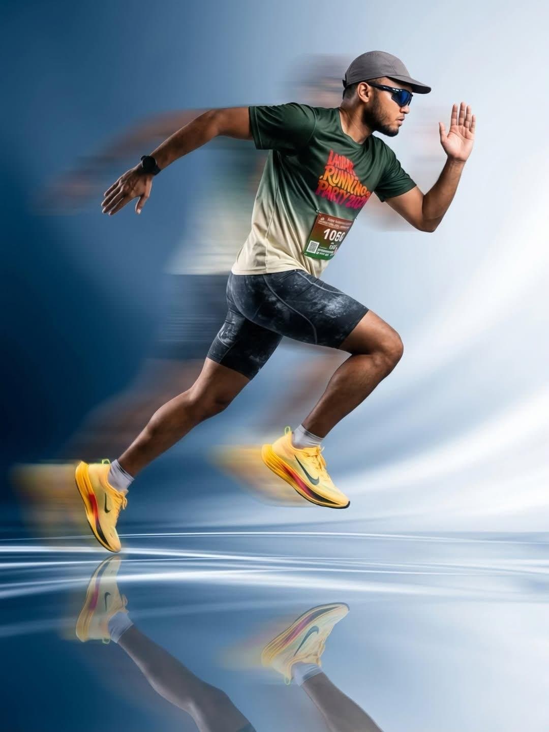 Dynamic sports fashion campaign photo of a male athlete spri