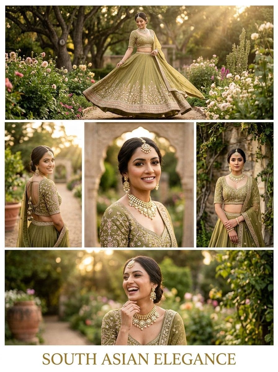 Elegant multi-frame portrait poster of a stunning young Sout