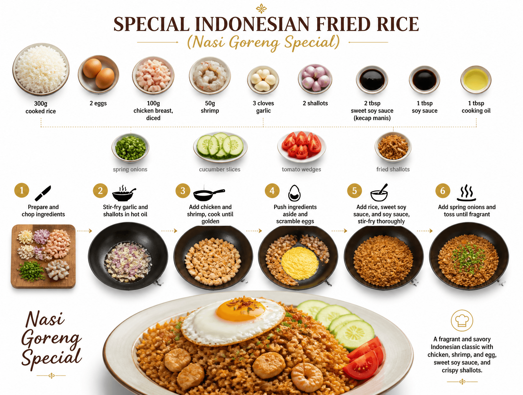 Create a step-by-step recipe infographic for Special Indones