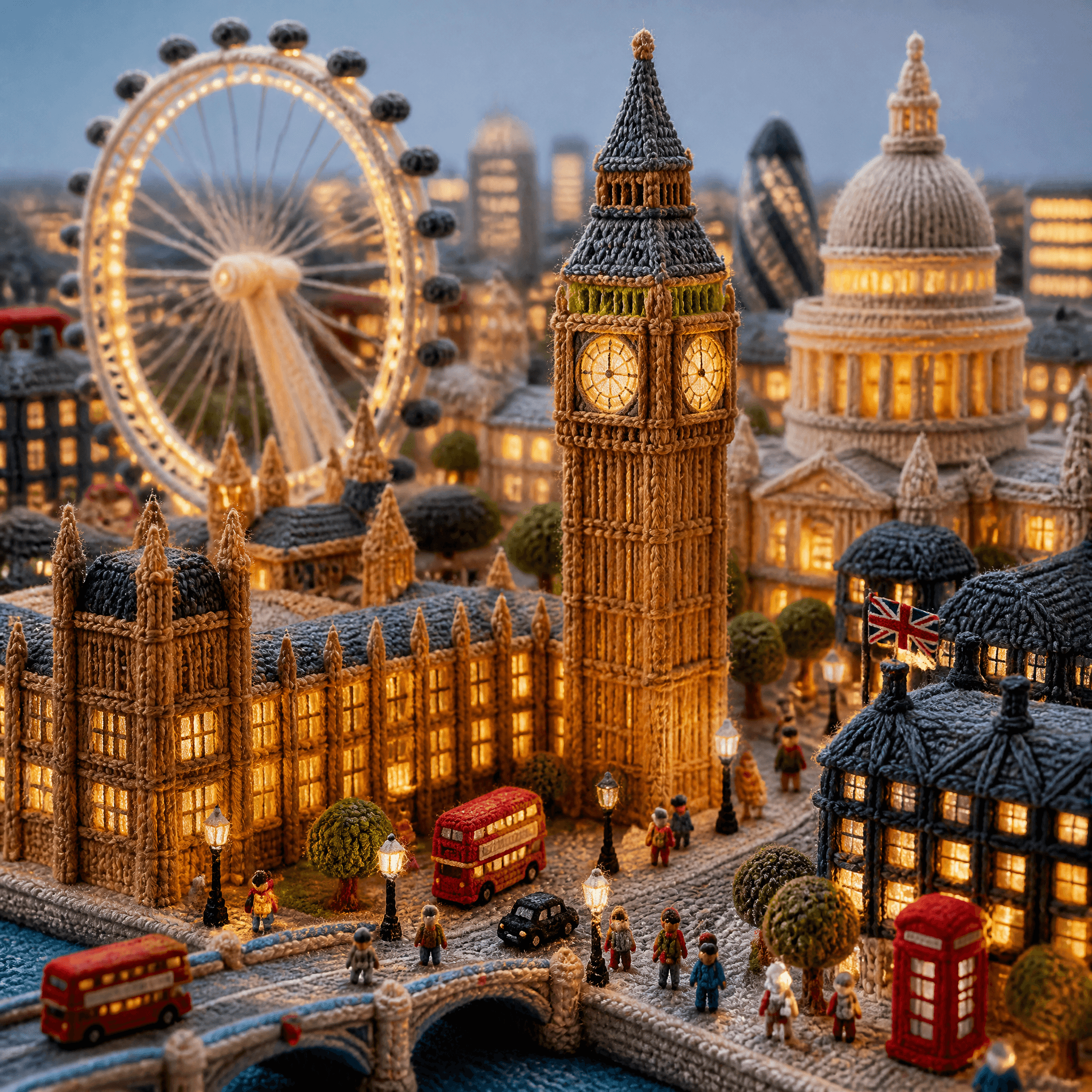 “Vertical composition, 1080x1080. A miniature [City] made en