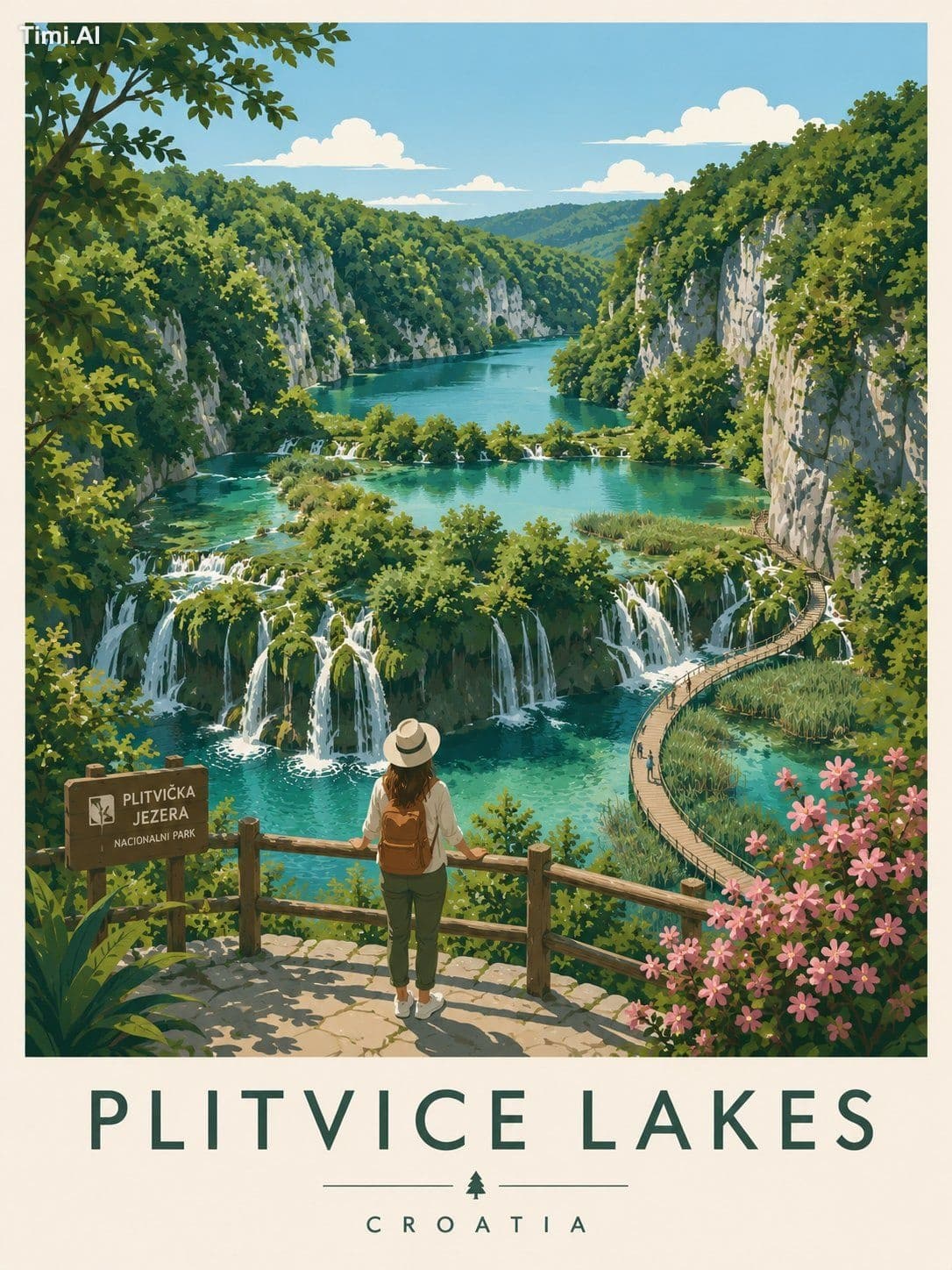 Create a premium editorial travel poster illustration of Pli