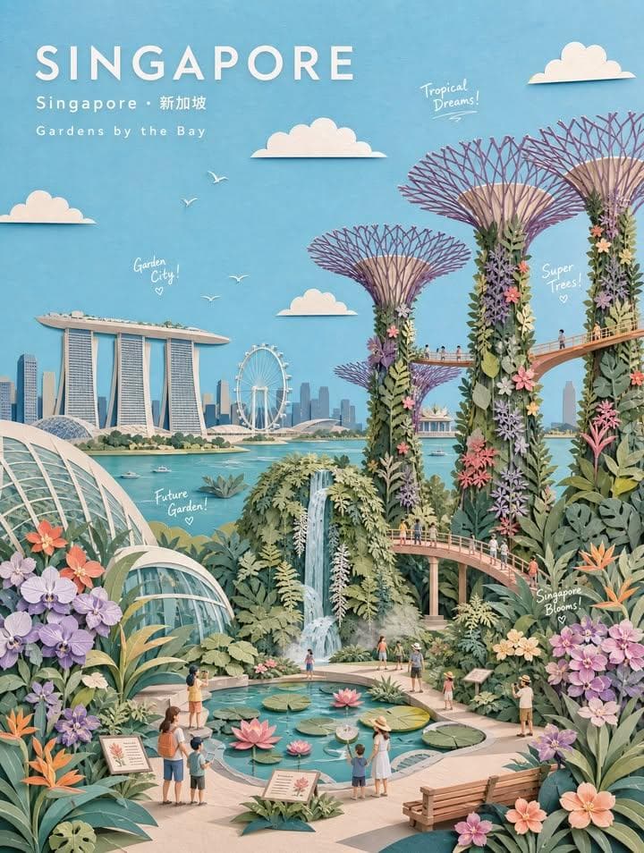 PASTEL PAPER-COLLAGE BOTANICAL GARDEN TRAVEL POSTER

Create 