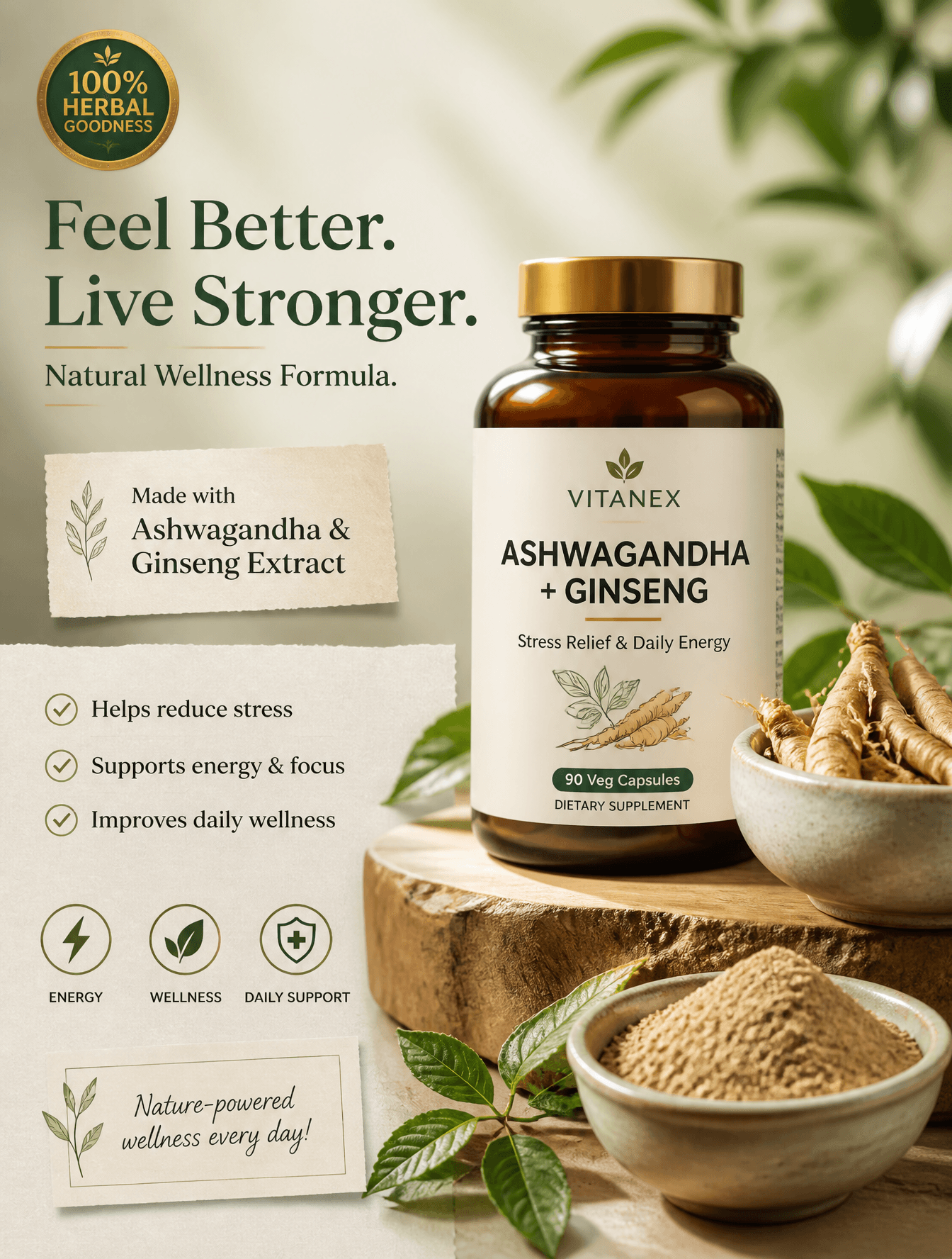 Subject and Product
A high-end, premium supplement product s