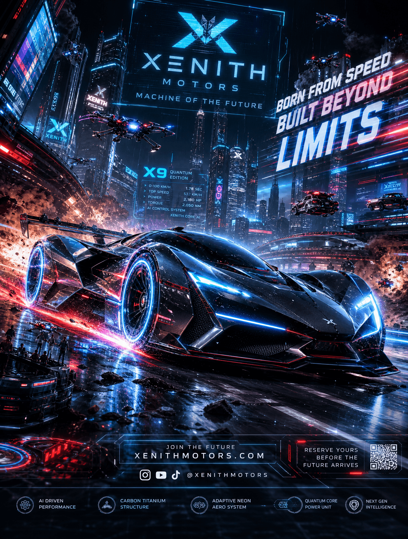 Create an insanely cinematic luxury automobile advertising f