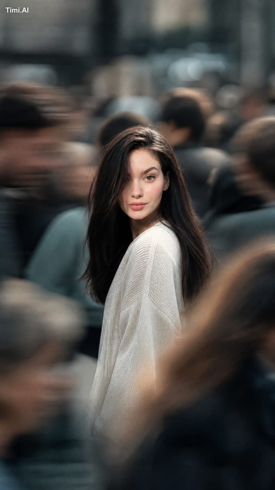 A cinematic still from an urban romance drama. In the center