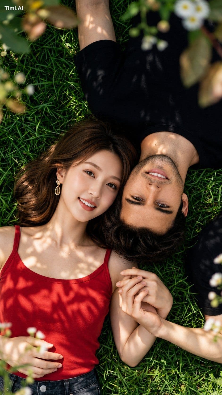 > Ultra-realistic lifestyle couple portrait captured from a 