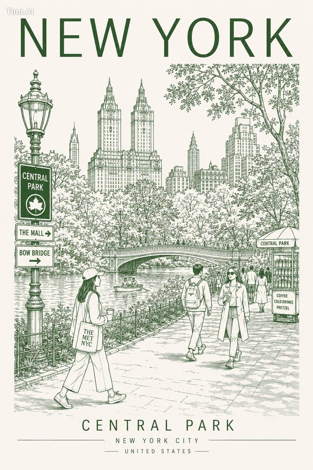 Create a minimalist travel-poster style line art illustratio