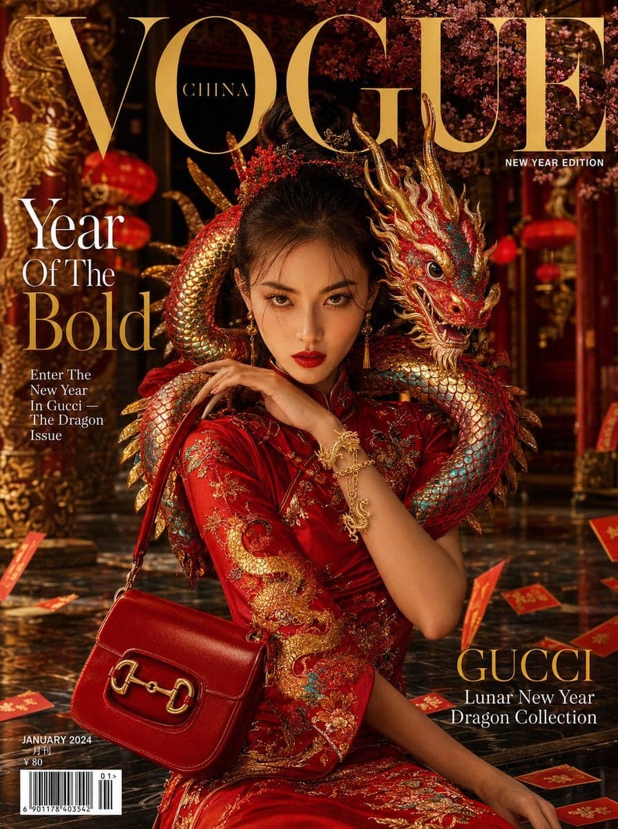 VOGUE CHINA NEW YEAR EDITION luxury fashion magazine cover

