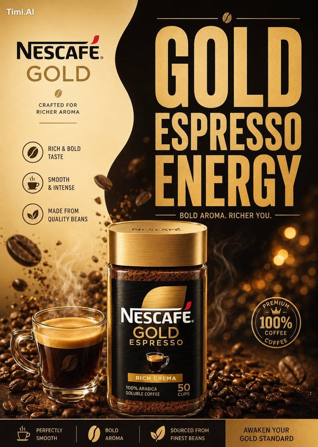 “BREWED ELEGANCE. CLEAN EUROPEAN CAFÉ ENERGY.”

Create a pre