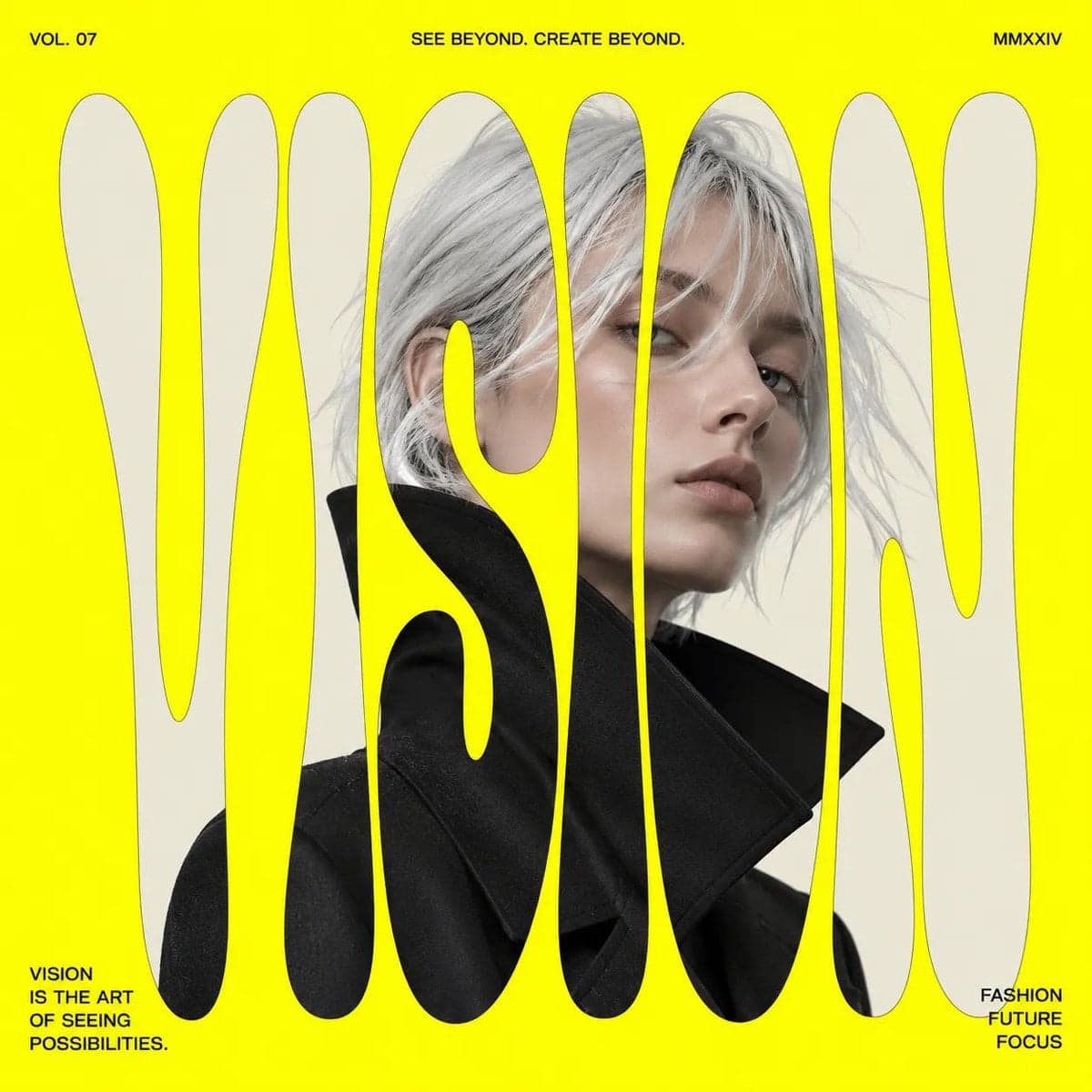 Create modern fashion editorial posters with oversized disto