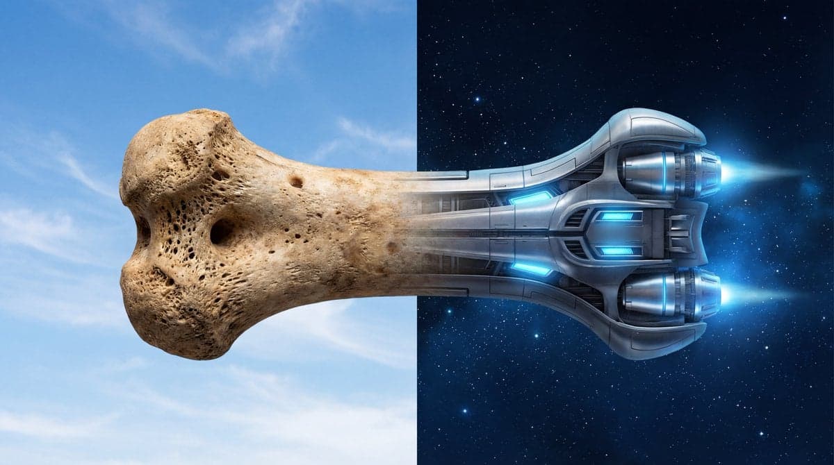 A photorealistic image, split down the middle. On the left s
