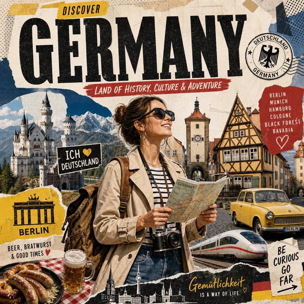 Create a stylized travel poster for [GERMANY].
The main subj