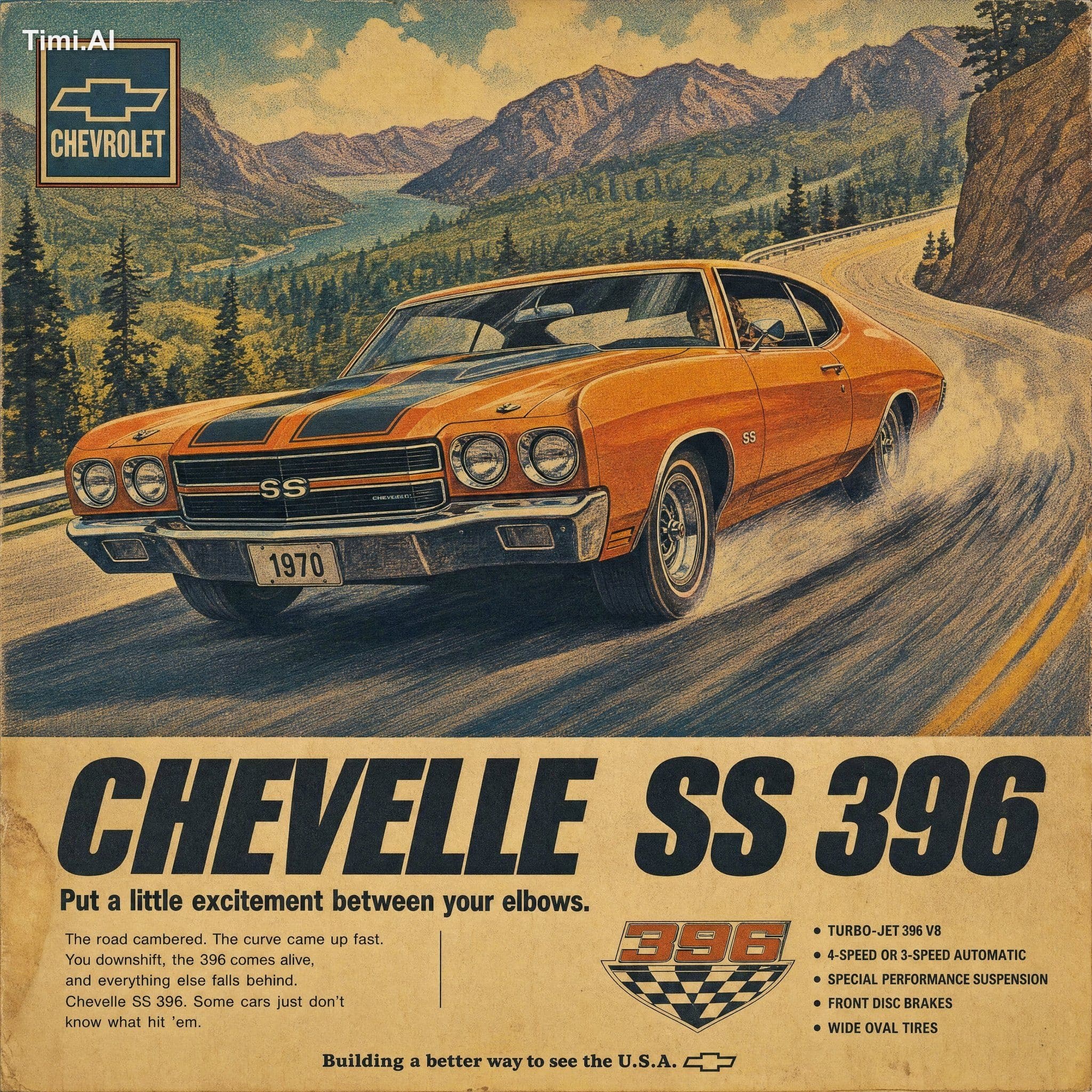 Vintage 1970s automotive magazine advertisement poster for [