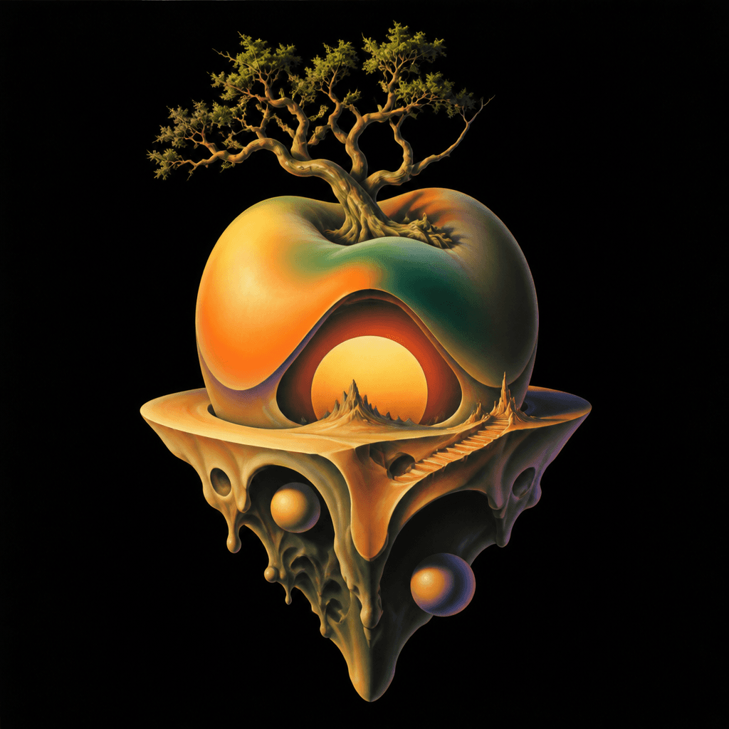 Ultra-detailed surreal object floating in empty space.Create