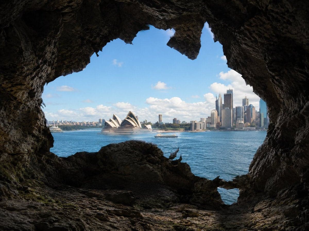 Create a photorealistic image viewed from inside a natural r