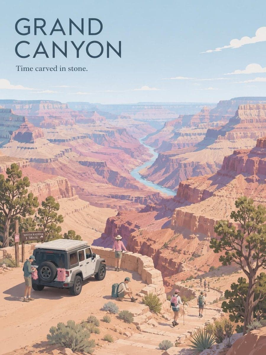 Create a premium minimalist vintage travel poster of [Locati