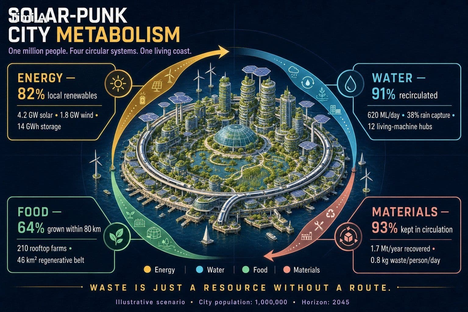 Prompt long, specific version of this: A retro-futurist info