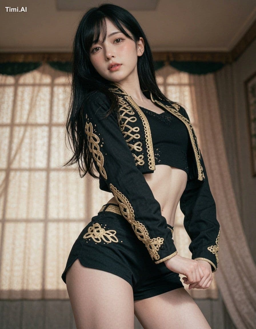 A stunning 22-year-old East Asian woman with flawless porcel