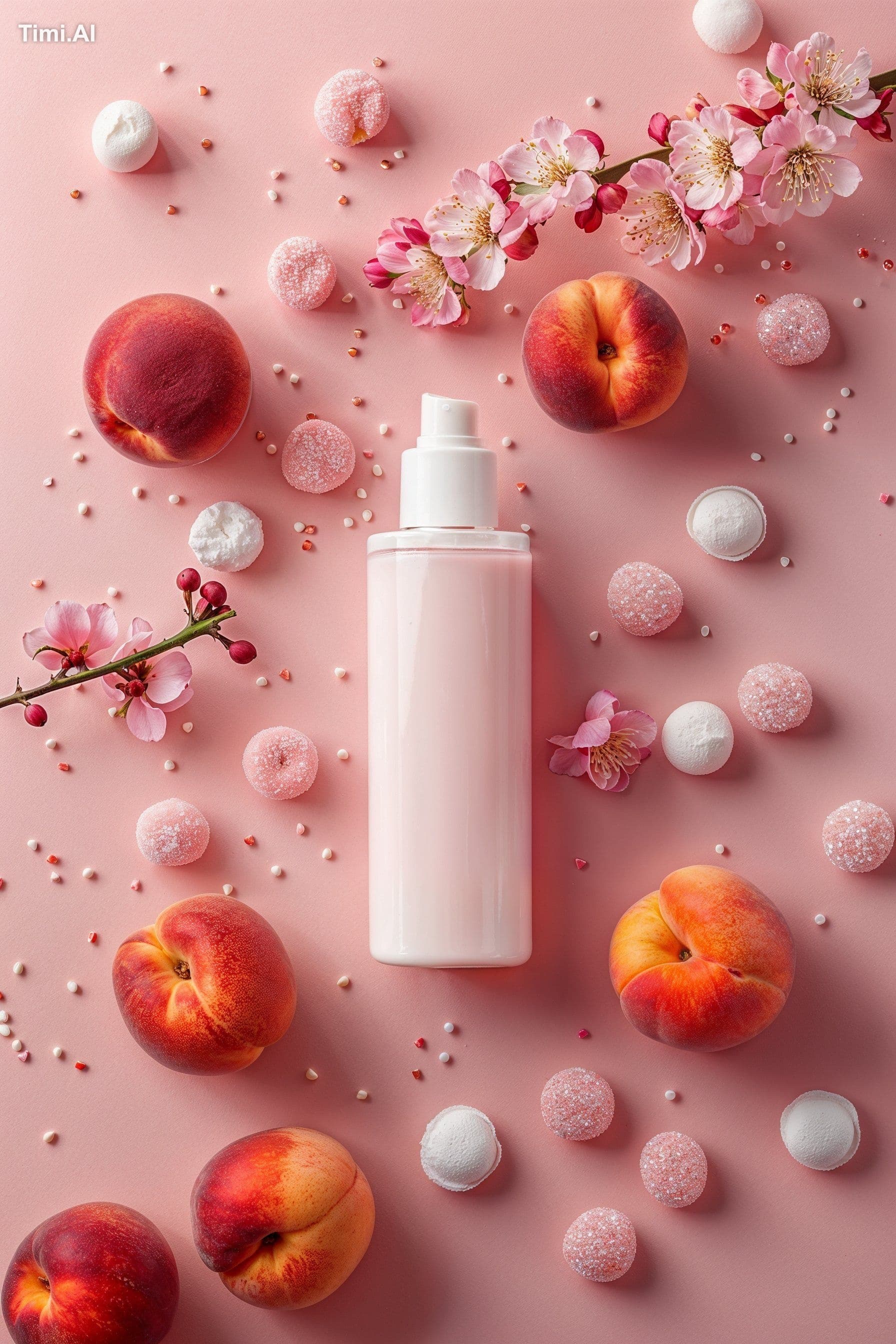flat lay of [a white can mockup with oranges and green mint 