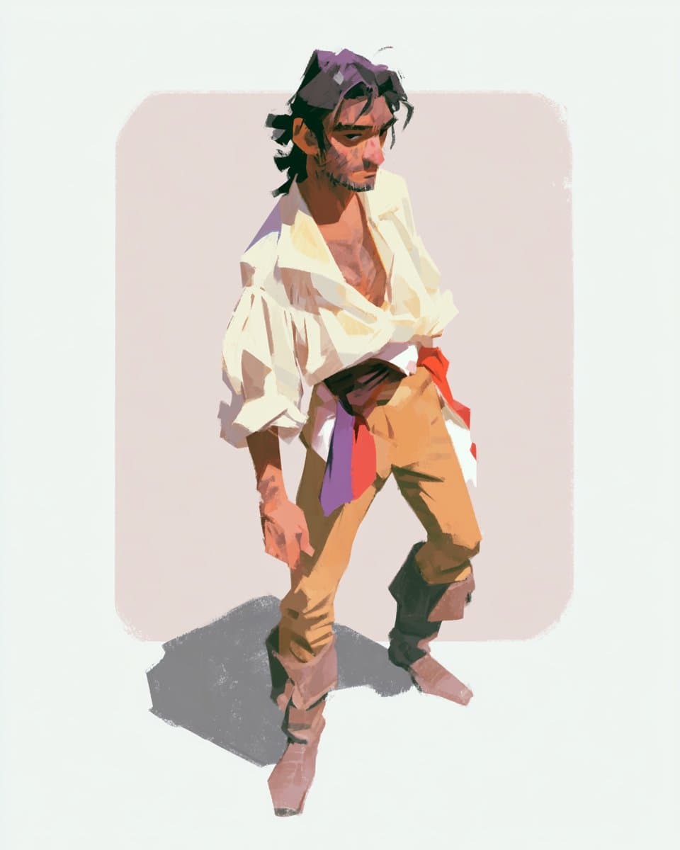 Full body character study, mature French revolutionary man, 