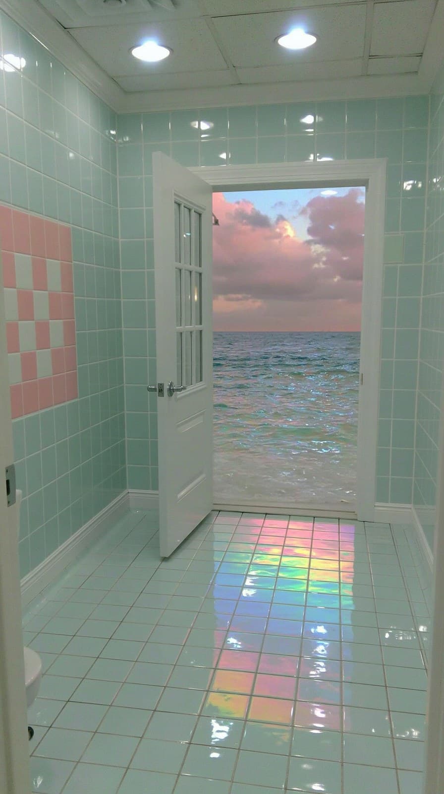 A photorealistic yet highly surreal dreamcore liminal scene